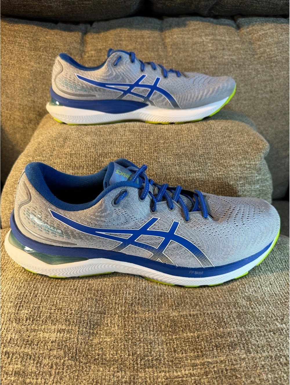 ASICS Men's GEL-Cumulus 24 Running Shoes Gray/Blue Size 14